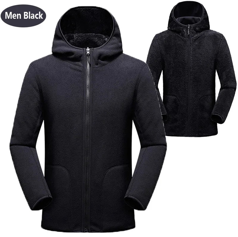 Fleece Hoodies - Dual Fleece Hoodie Unisex Reversible Jacket