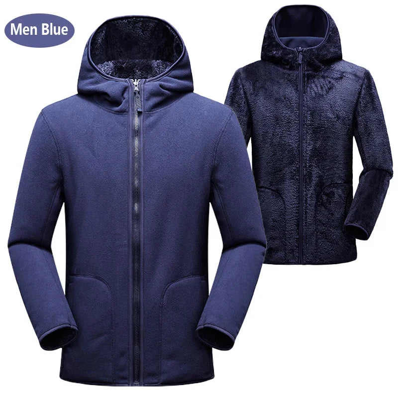 Fleece Hoodies - Dual Fleece Hoodie Unisex Reversible Jacket