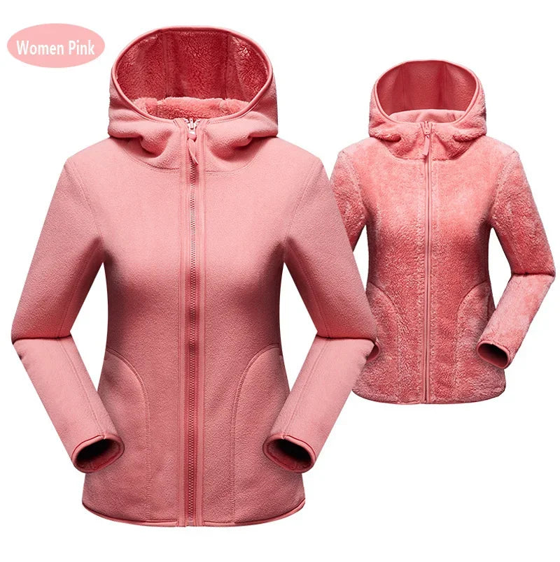 Fleece Hoodies - Dual Fleece Hoodie Unisex Reversible Jacket