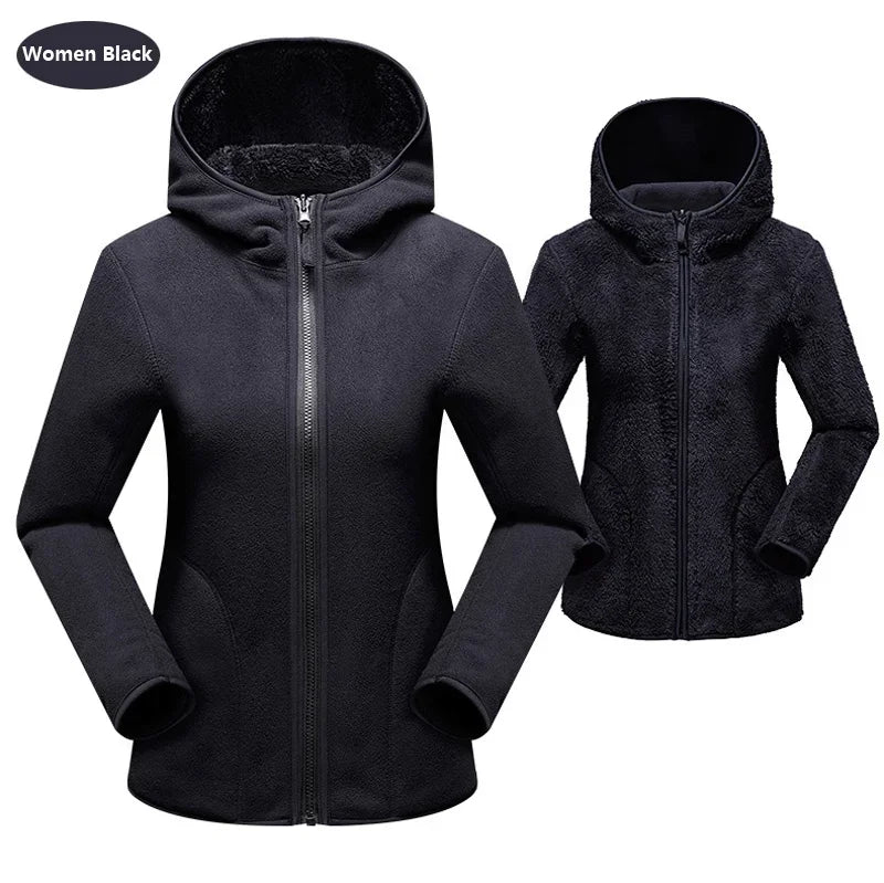 Fleece Hoodies - Dual Fleece Hoodie Unisex Reversible Jacket