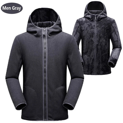 Fleece Hoodies - Dual Fleece Hoodie Unisex Reversible Jacket