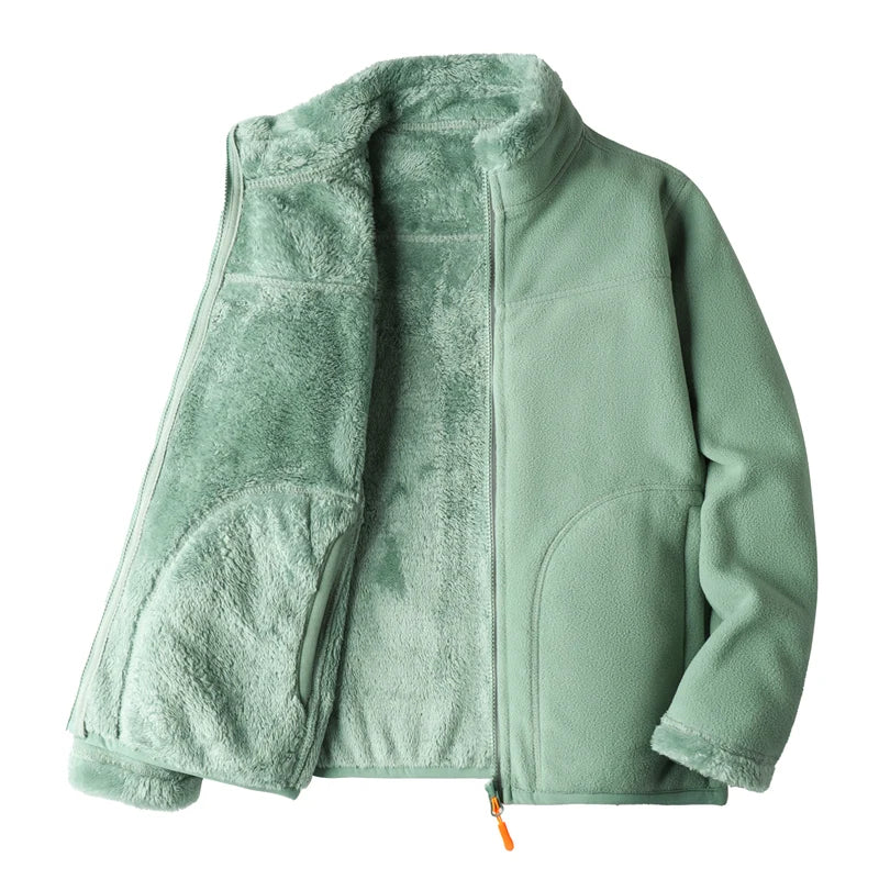 Fleece Jackets - Fleece Lined Jacket Plush Polar Dual-sided Outerwear