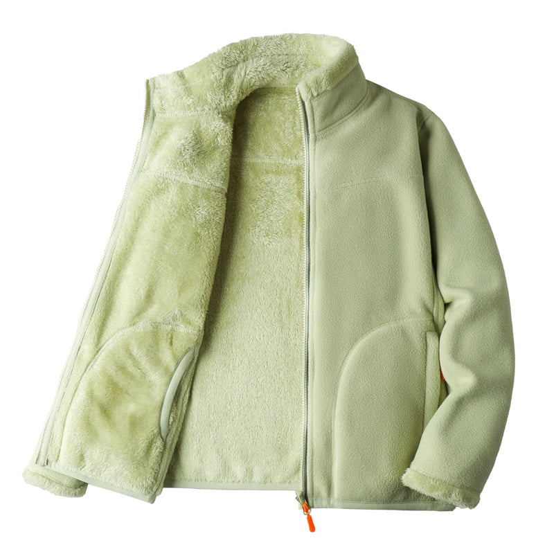 Fleece Jackets - Fleece Lined Jacket Plush Polar Dual-sided Outerwear