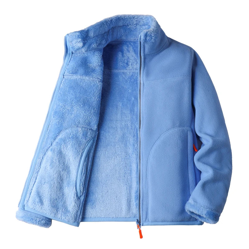 Fleece Jackets - Fleece Lined Jacket Plush Polar Dual-sided Outerwear