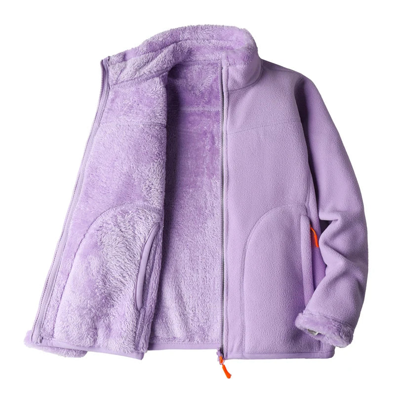 Fleece Jackets - Fleece Lined Jacket Plush Polar Dual-sided Outerwear