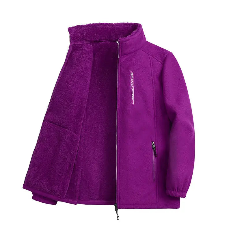 Fleece Jackets - Winter Polar Fleece Jacket Plush Zip-Up Outwear