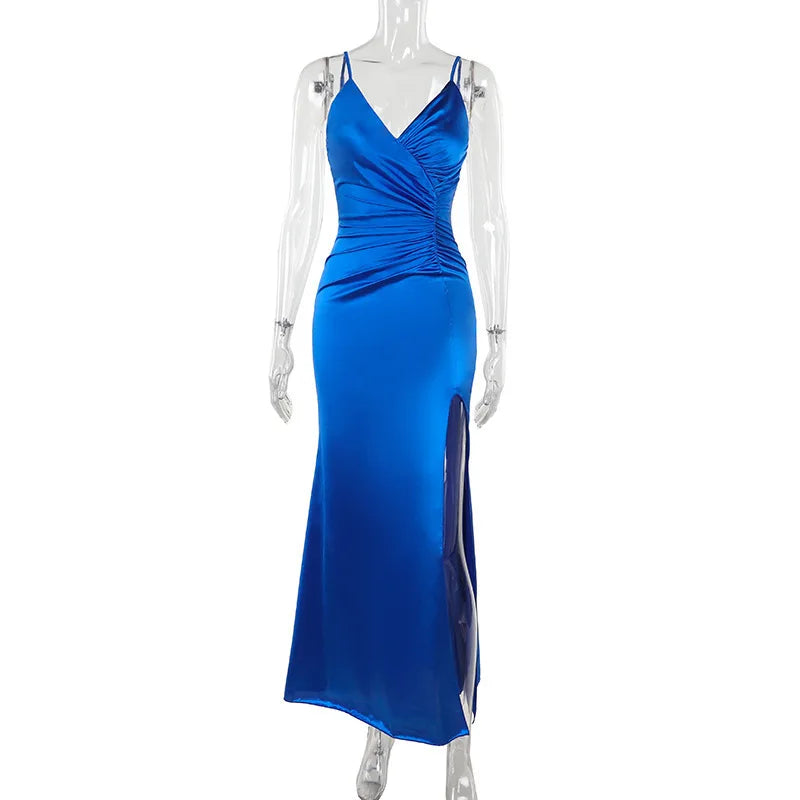 Gala Dresses - Ruched Bust Gala Bodycon Maxi Dress with Spaghetti Straps