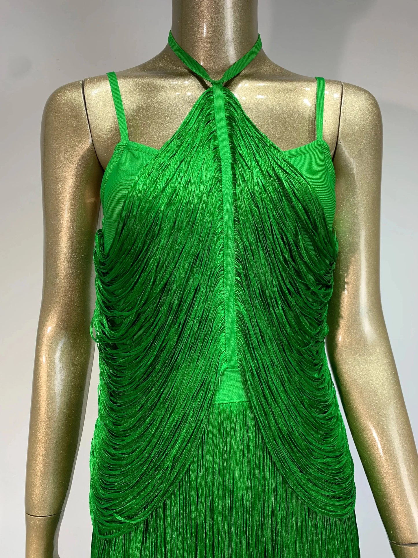 Gowns - Green Fringe Gala Gown 1920s Inspired Flapper Dress