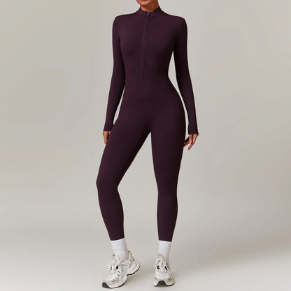 Gym Jumpsuits - Women’s Gym Jumpsuit with Fleece Lining Winter Workout Outfit