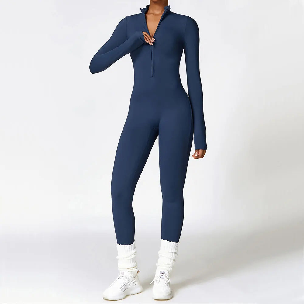 Gym Jumpsuits - Women’s Gym Jumpsuit with Fleece Lining Winter Workout Outfit