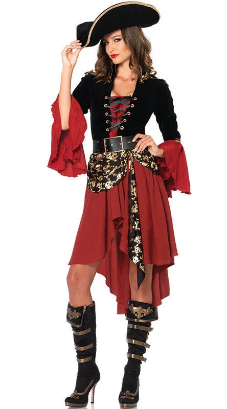 Halloween Costumes- Pirate Queen Deluxe Costume for Halloween- - Chuzko Women Clothing