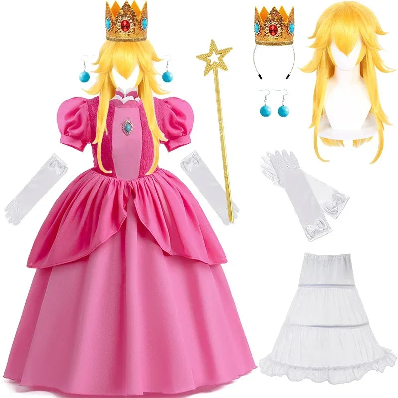 Déguisement de princesse royale Peach Super Mario pour enfants - Conte de fées pour petits