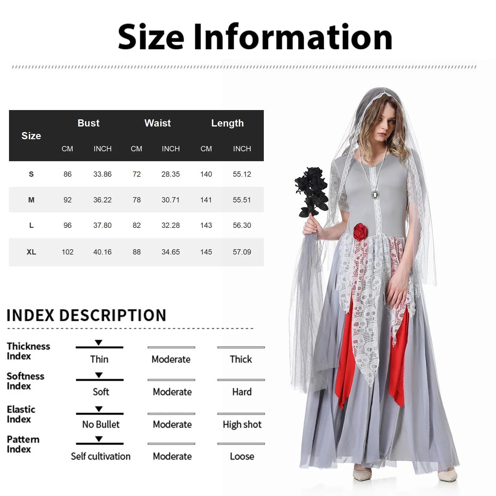 Halloween Costumes- Supernatural Wedding Gown Costume - Ghostly Bride Attire- - Chuzko Women Clothing