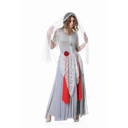 Halloween Costumes- Supernatural Wedding Gown Costume - Ghostly Bride Attire- - Chuzko Women Clothing