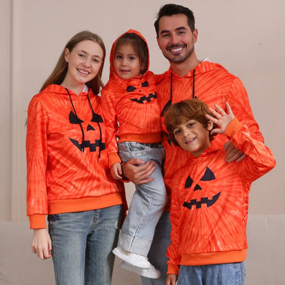 Halloween Hoodies- Jack-o'-Lantern Jubilee Pumpkin Family Hoodies for Halloween- Orange- Pekosa Women Fashion