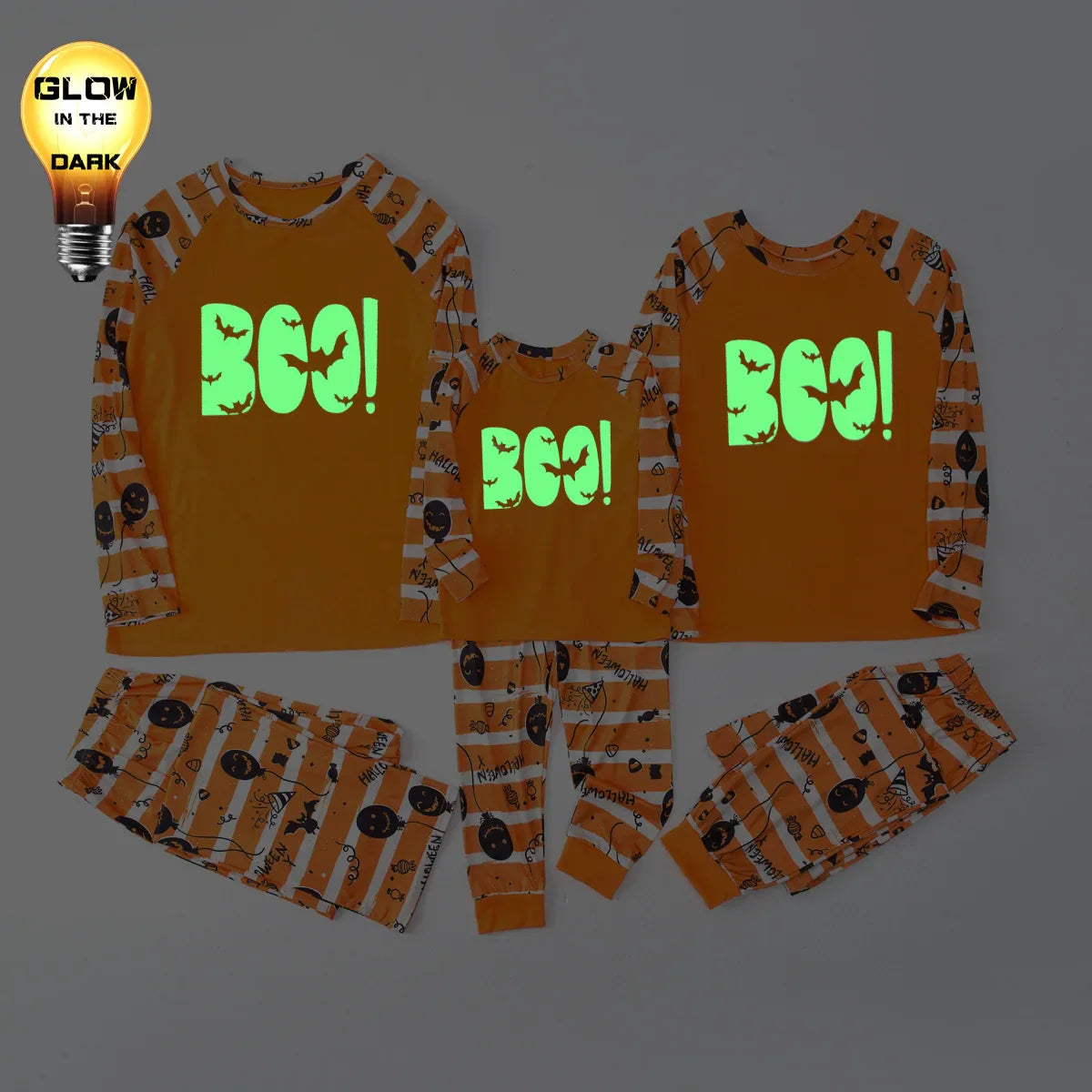 Halloween Pajamas- Glow-in-the-Dark Boo! Halloween Family Pajamas- - Pekosa Women Fashion