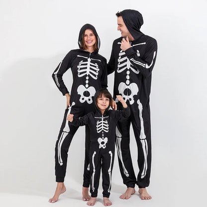 Halloween Pajamas- Halloween Family Skeleton Pajamas Coveralls for Chilling Adventures- - Pekosa Women Fashion