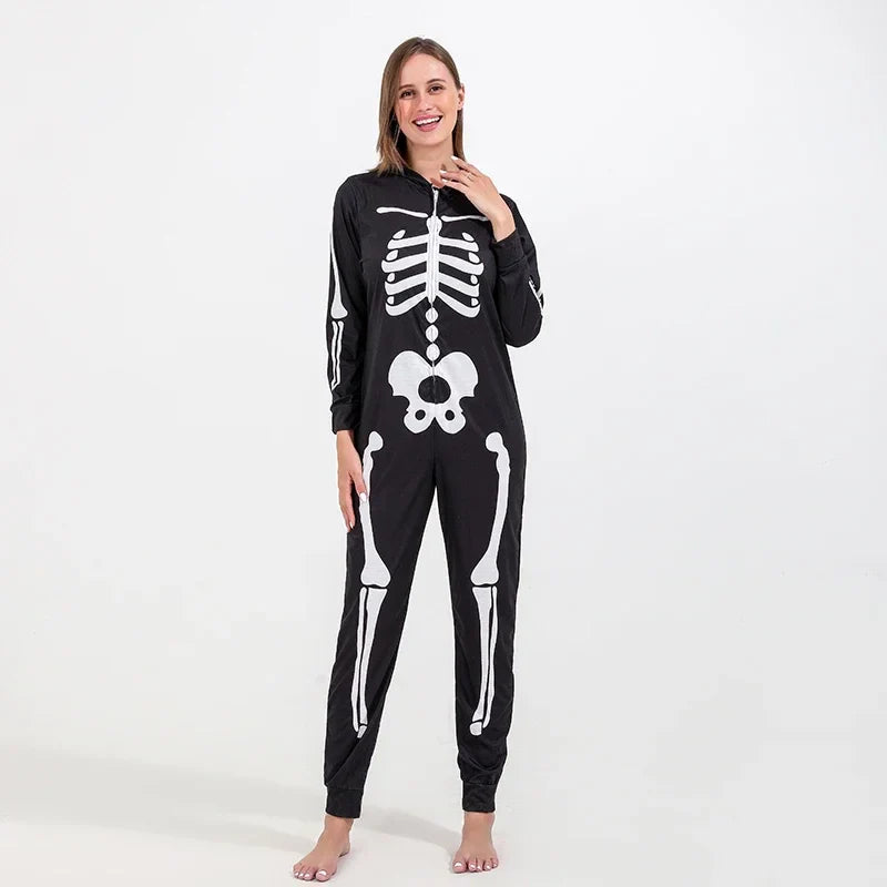 Halloween Pajamas- Halloween Family Skeleton Pajamas Coveralls for Chilling Adventures- - Pekosa Women Fashion