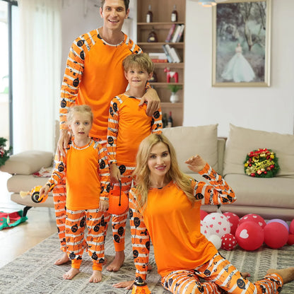 Halloween Pajamas- Pumpkin Black Cat Print Family Matching Halloween Pajama Sets- - Pekosa Women Fashion