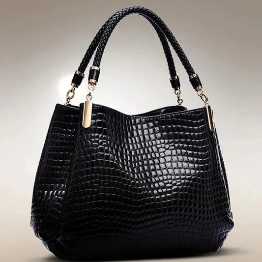 HandBags - Crocodile-Print Faux Leather Handbag for Professionals