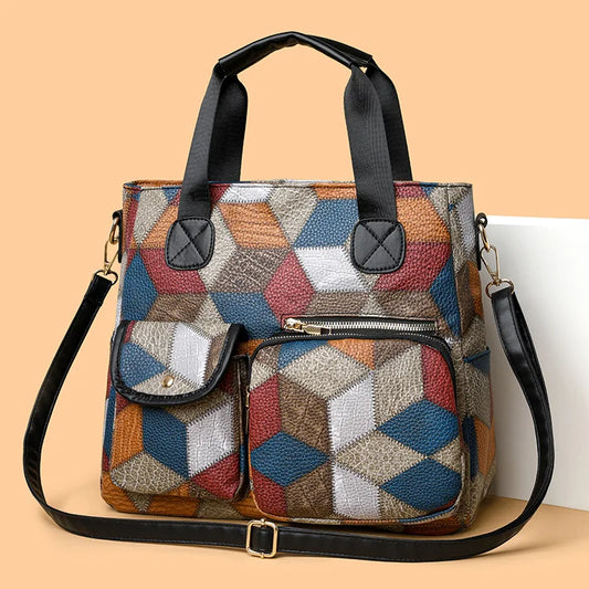 HandBags - Patchwork Business Handbag Professional’s Shoulder Bag