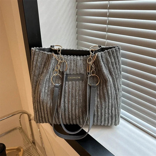 HandBags - Plush Corduroy Handbag Trendy Shoulder Bag