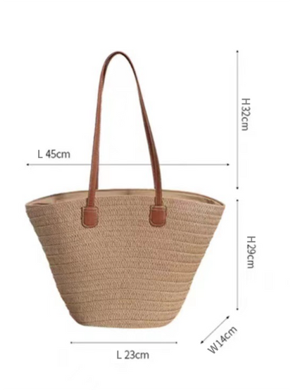 Handbags- Women's Essential Straw Beach Bag- - Pekosa Women Fashion