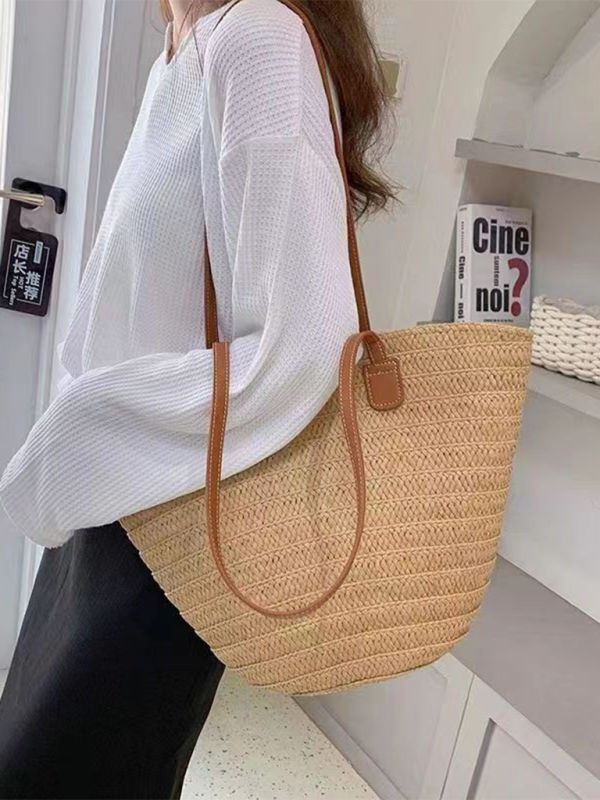 Handbags- Women's Essential Straw Beach Bag- - Pekosa Women Fashion