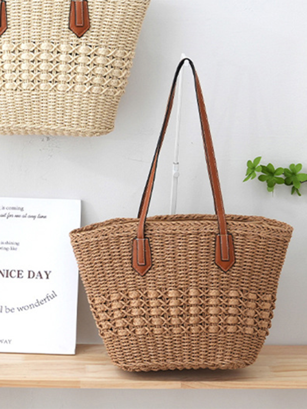 Handbags- Women's Straw Beach Bag for Summer Adventures- - Pekosa Women Fashion