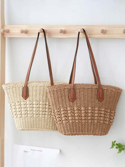 Handbags- Women's Straw Beach Bag for Summer Adventures- - Pekosa Women Fashion