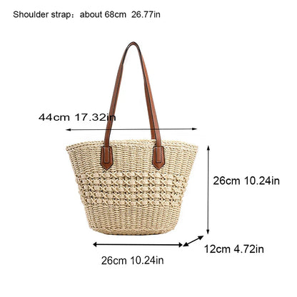 Handbags- Women's Straw Beach Bag for Summer Adventures- - Pekosa Women Fashion