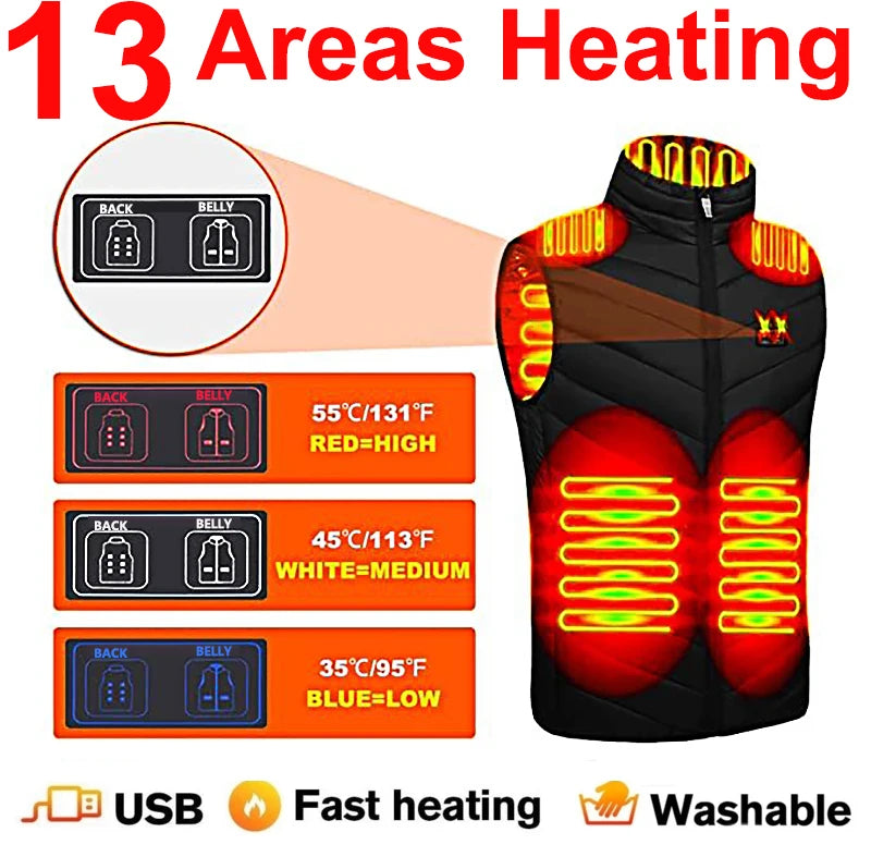 Heating Vests - Heat On-Demand Waistcoat USB Advanced Multi-Zone Heating Vest