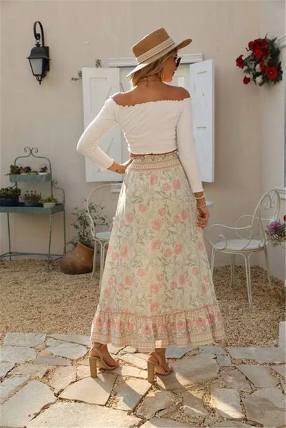 High-Low Skirts- Boho High-Low Floral Skirt- - Chuzko Women Clothing