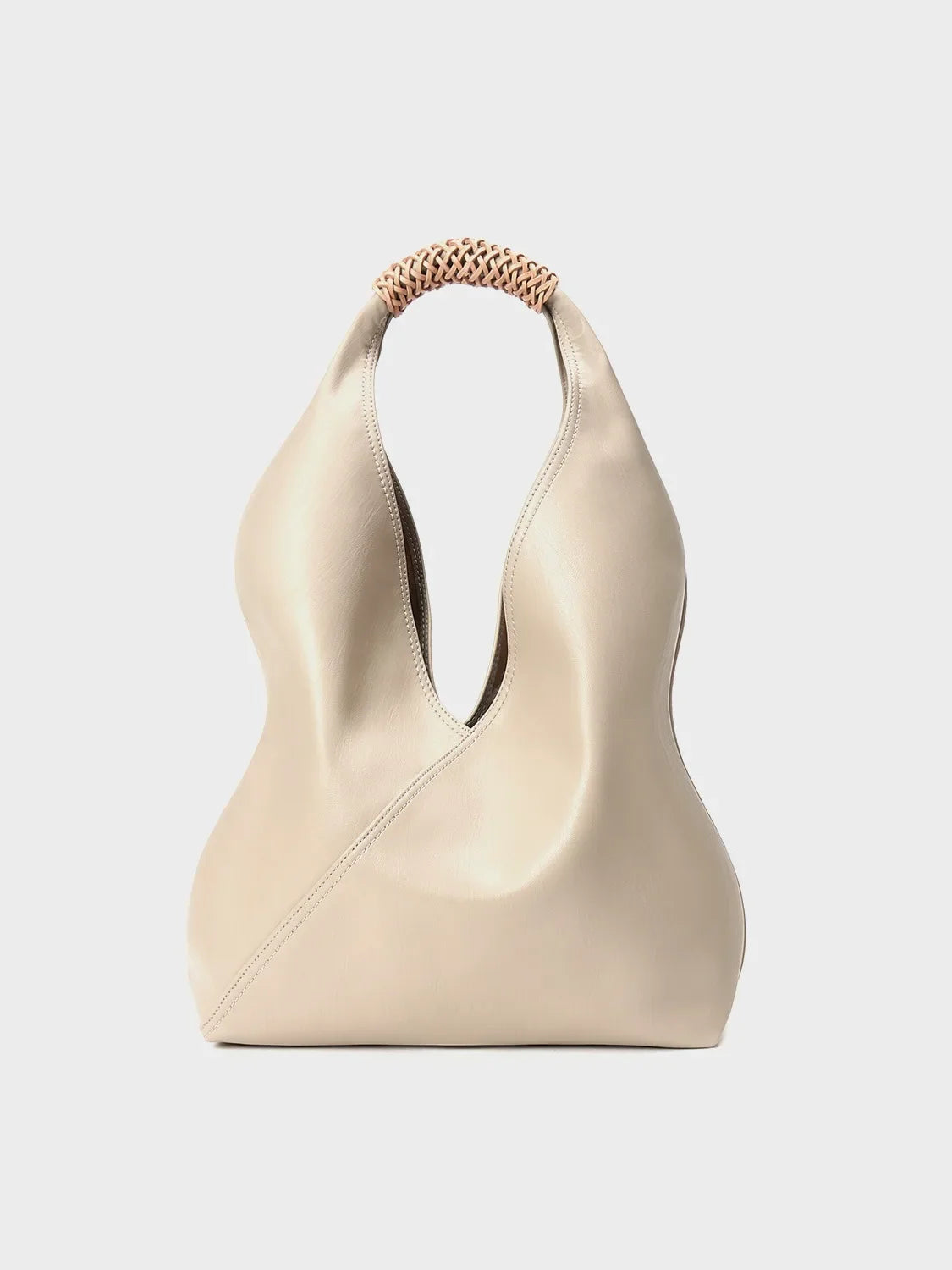 Hobo Bags- Genuine Leather Hobo Bag for Elegant Occasions- khaki white- Pekosa Women Fashion