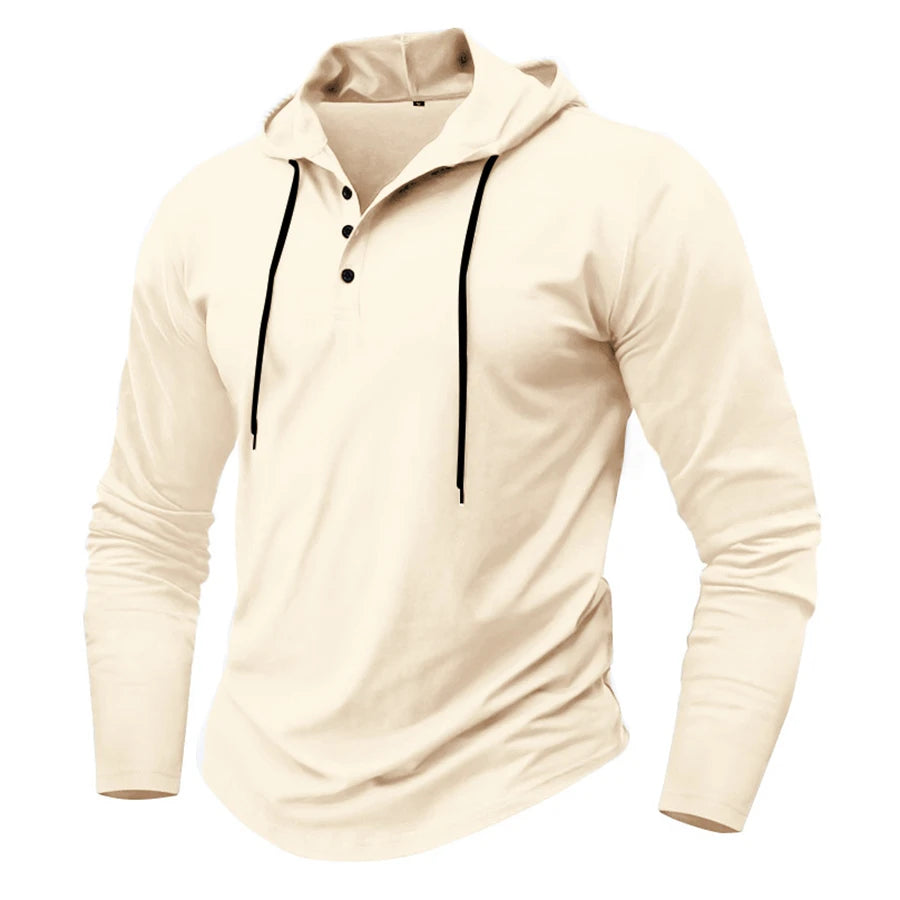 Hoodies - Men’s Henley Muscle Hoodie Athletic Fit Top