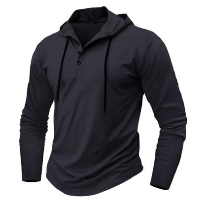 Hoodies - Men’s Henley Muscle Hoodie Athletic Fit Top