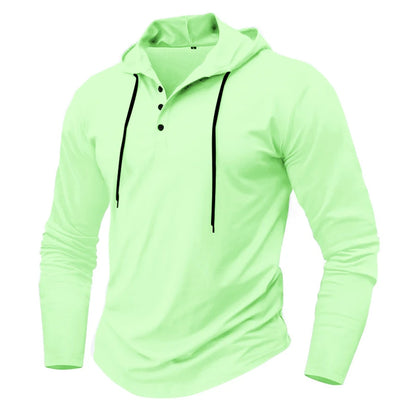 Hoodies - Men’s Henley Muscle Hoodie Athletic Fit Top