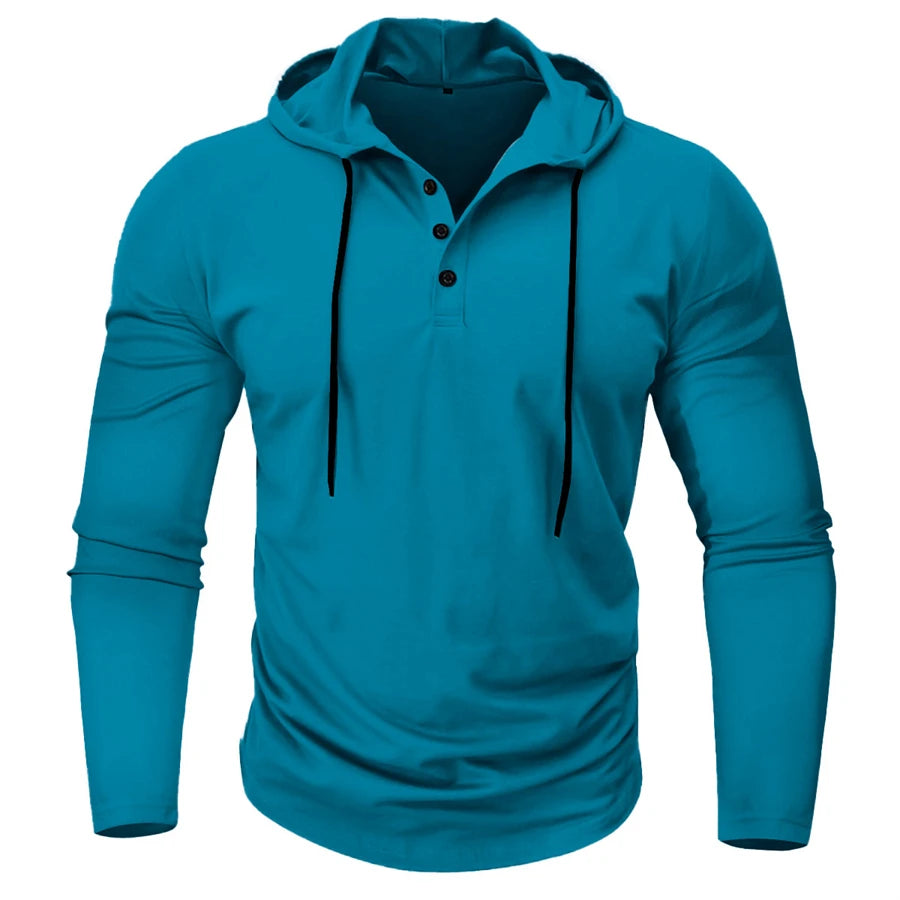 Hoodies - Men’s Henley Muscle Hoodie Athletic Fit Top