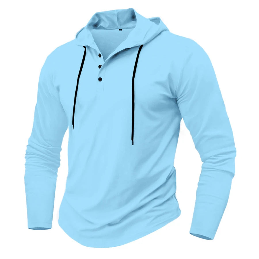 Hoodies - Men’s Henley Muscle Hoodie Athletic Fit Top