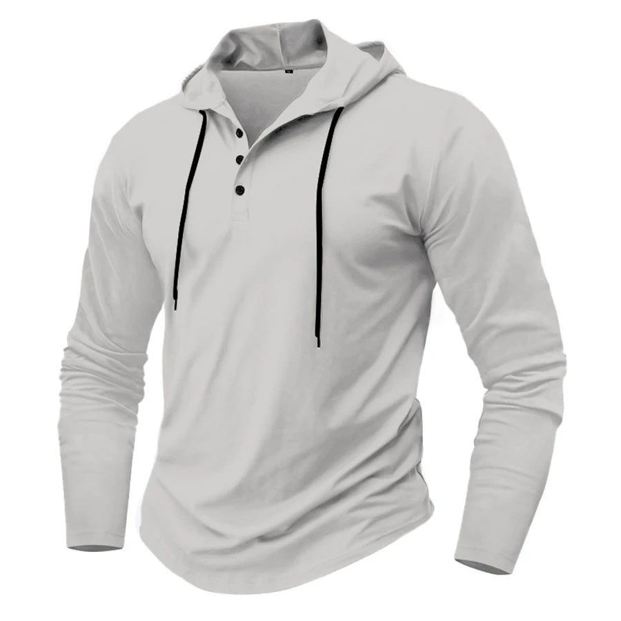 Hoodies - Men’s Henley Muscle Hoodie Athletic Fit Top