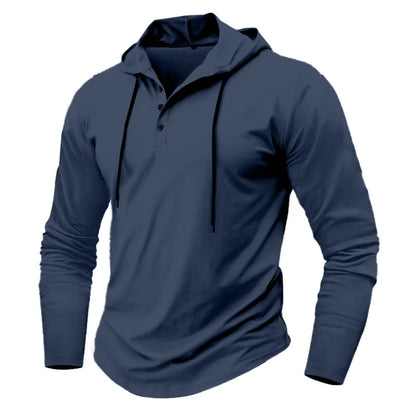 Hoodies - Men’s Henley Muscle Hoodie Athletic Fit Top