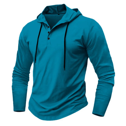 Hoodies - Men’s Henley Muscle Hoodie Athletic Fit Top