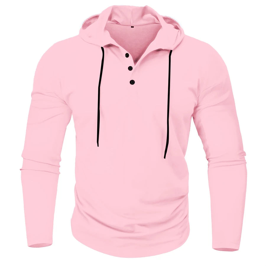 Hoodies - Men’s Henley Muscle Hoodie Athletic Fit Top