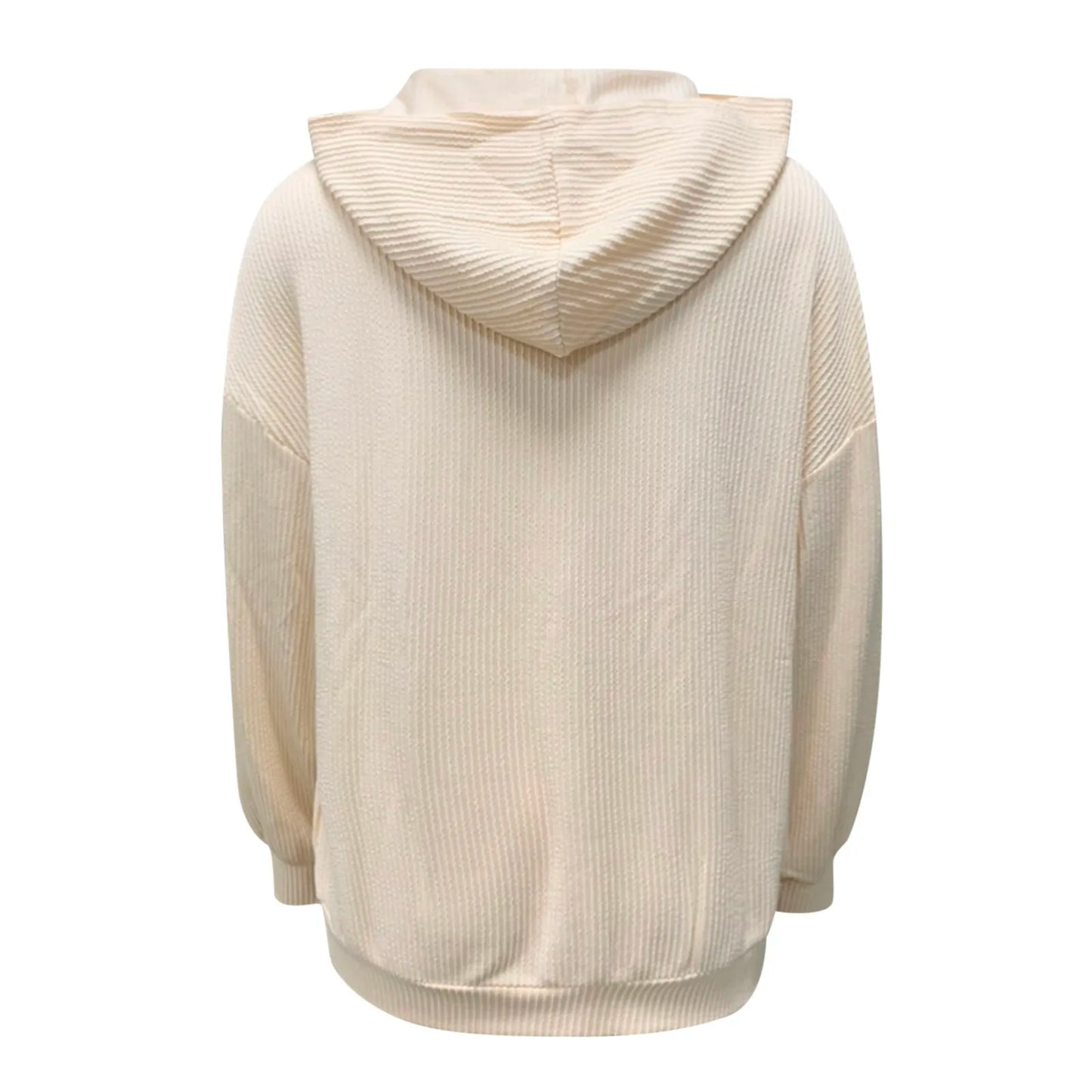 Hoodies-Relaxed Oversized Ribbed Hoodie Kangaroo Pouch