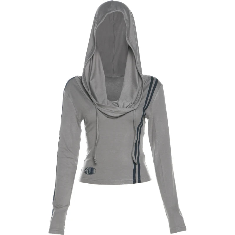 Hoodies - Sporty Crop Top with Hood for Women