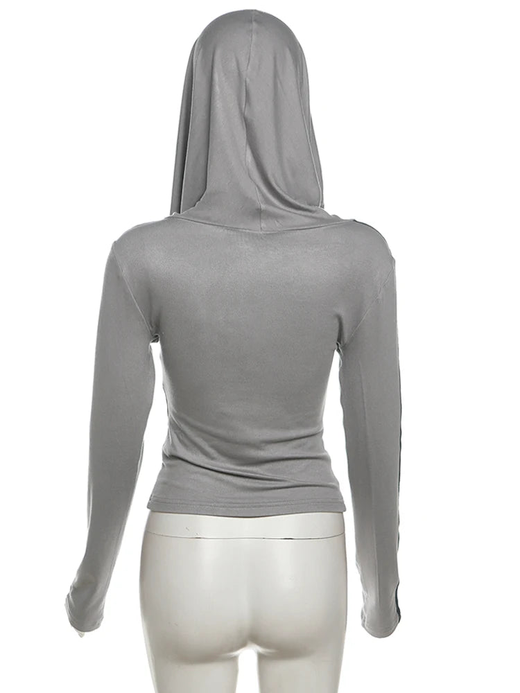 Hoodies - Sporty Crop Top with Hood for Women