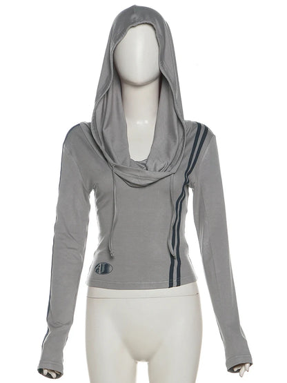 Hoodies - Sporty Crop Top with Hood for Women