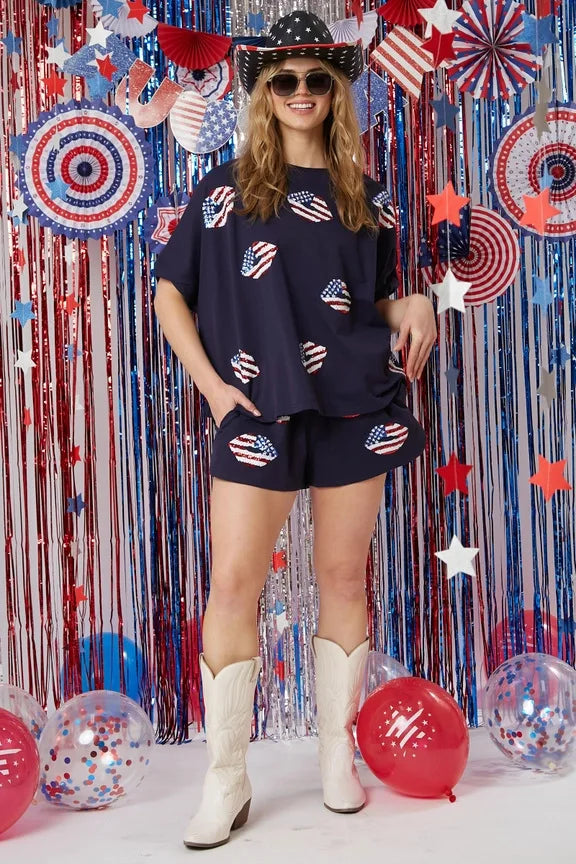 Patriotic Shorts & Tee for July 4th & Summer