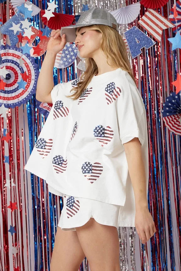Patriotic Shorts & Tee for July 4th & Summer