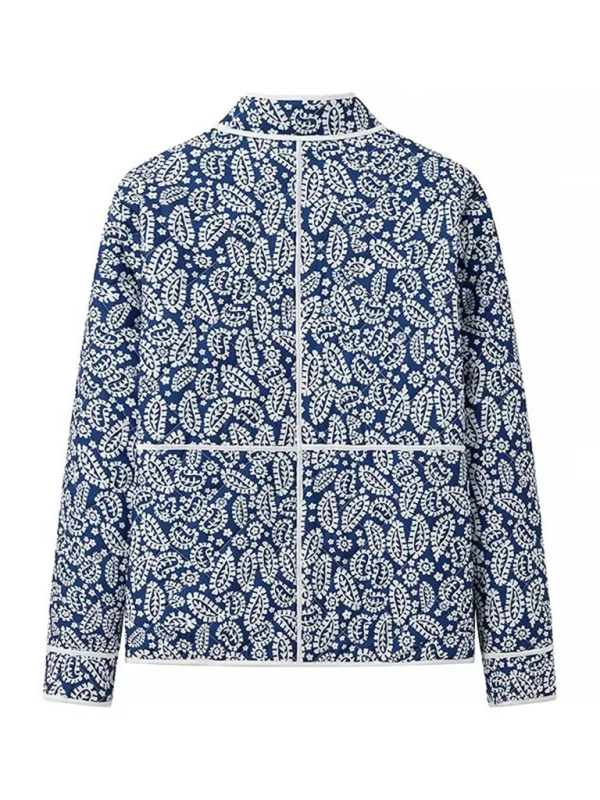 Jackets - Classic Blue Floral Mandarin Jacket